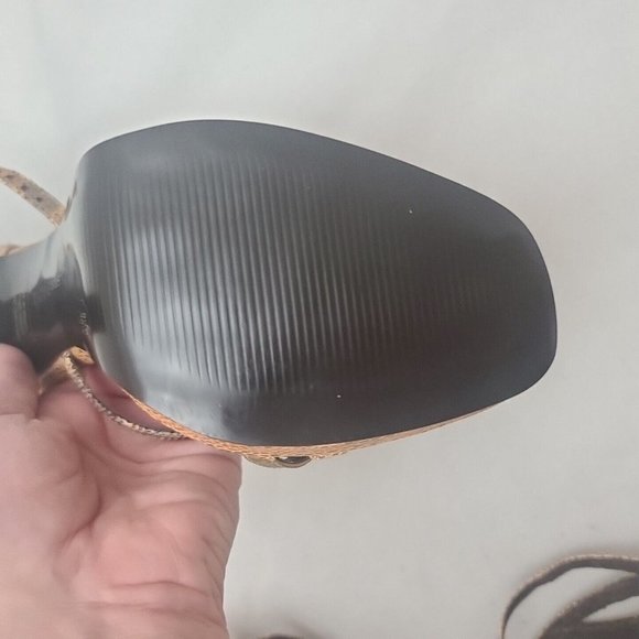 BCBGirls Animal Print Leather T-strap Sparkly Platform Heels 8.5B - Picture 11 of 13